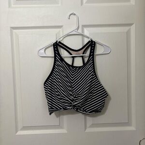 Striped Black and White Women's Bikini Top